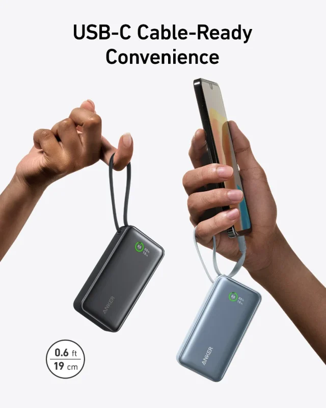 Anker A1259 - Pin dự phòng 10000mAh 30W kèm cáp type C in/out, hỗ trợ PD PPS QC - <ul> <li class="irIKAp">Model: Anker A1259 - Pin dự phòng 10000mAh 30W</li> <li class="irIKAp">Đầu vào:</li> </ul> <p style="padding-left: 40px;">Cáp USB-C: Tối đa 30W (5V⎓3A / 9V⎓3A / 15V⎓2A / 20V⎓1.5A)</p> <p style="padding-left: 40px;">USB-C: Tối đa 30W (5V⎓3A / 9V⎓3A / 15V⎓2A / 20V⎓1.5A )</p> <ul> <li class="irIKAp">Đầu ra:</li> </ul> <p style="padding-left: 40px;">Cáp USB-C: Tối đa 30W (5V⎓3A / 9V⎓3A / 10V⎓2.25A / 12V⎓2.5A / 15V⎓2A / 20V⎓1.5A)</p> <p style="padding-left: 40px;">USB-C: Tối đa 30W (5V⎓3A / 9V⎓3A / 10V⎓2.25A / 12V⎓2.5A / 15V⎓2A / 20V⎓1.5A)</p> <p style="padding-left: 40px;">USB-A: Tối đa 22,5W (5V⎓3A / 9V⎓2A / 10V⎓2,25A / 12V⎓1,5A)</p> <ul> <li class="irIKAp">Tổng công suất: Tối đa 24W</li> <li>Trọng lượng: 7,58 oz (215 g)</li> <li>Kích thước: 4,09 × 2,06 × 1,02 in (104 × 52,3 × 26 mm)</li> </ul>