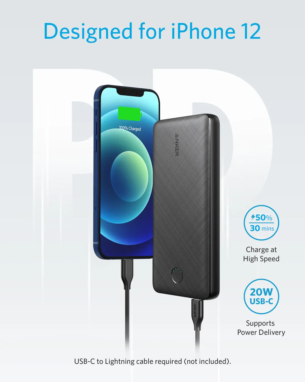 Anker A1287 - Pin Sạc Dự Phòng Anker Essential dung lượng 20000mAh PD 20W - <ul> <li>Model: Anker A1287 Essential</li> <li>Dung lượng: 20000 mAh</li> <li>USB-C Input (PD): DC 5V=3A, 9V=2A</li> <li>USB-C Output (PD): DC 5V=3A, 9V=2.22A, 15V=1. 2A</li> <li>USB-A Output (PiQ 2.0): DC 5-6V=3A, 6-9V=2A, 9-12V=1.5A</li> <li>Output khi sạc cùng lúc 2 cổng: 5V=3A</li> <li>Kích thước: 158 × 74.2 × 19.25 mm</li> <li>Trọng lượng: 345.5g</li> </ul>