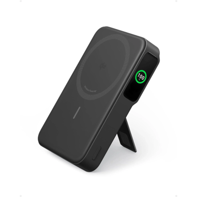 Anker A1654 - Sạc dự phòng Anker Maggo power bank 10000mAh, sạc nhanh 27W, sạc không dây QI2 15W có chân đế, màn hình thông minh tuỳ biến
