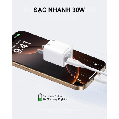 Anker A2147 - Củ sạc Anker 511 Nano 3 30W - <div class="css-146c3p1 r-bcqeeo r-1ttztb7 r-qvutc0 r-37j5jr r-a023e6 r-16dba41 r-1adg3ll r-1b5gpbm r-a8ghvy" dir="ltr"><span class="css-1jxf684 r-bcqeeo r-1ttztb7 r-qvutc0 r-poiln3">Anker A2147 – Củ sạc Anker 511 Nano 3 30W với thiết kế siêu nhỏ gọn, hỗ trợ sạc nhanh qua cổng USB-C, tương thích iPhone, Samsung, iPad. Công nghệ GaN II giúp hiệu suất cao, tản nhiệt tốt. Công suất tối đa 30W, tích hợp bảo vệ an toàn ActiveShield 2.0, lý tưởng cho người dùng di động.</span></div>