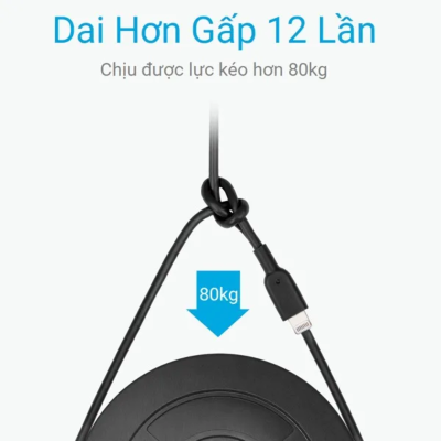 Anker A8433 – Cáp Lightning ANKER PowerLine II dài 1.8m - Cáp Lightning Anker A8433 PowerLine II (1.8m) là lựa chọn hoàn hảo cho người dùng Apple với độ bền vượt trội, chịu được hơn 12.000 lần uốn cong. Được chứng nhận MFi bởi Apple, cáp đảm bảo sạc nhanh và an toàn cho iPhone, iPad, iPod. Thiết kế chắc chắn, hỗ trợ tải trọng trên 80kg, cùng bảo hành trọn đời từ Anker.
