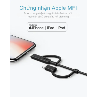 Anker A8436 - Cáp sạc Anker Powerline II 0.9M 3 in 1 (Lightning-Type C-Micro USB) - <div class="css-146c3p1 r-bcqeeo r-1ttztb7 r-qvutc0 r-37j5jr r-a023e6 r-16dba41 r-1adg3ll r-1b5gpbm r-a8ghvy" dir="ltr"><span class="css-1jxf684 r-bcqeeo r-1ttztb7 r-qvutc0 r-poiln3">Cáp sạc Anker A8436 Powerline II 0.9M 3 trong 1 là giải pháp tiện lợi với ba đầu nối Lightning, USB-C và Micro USB, tương thích đa dạng thiết bị. Sản phẩm nổi bật với độ bền vượt trội, chịu được hơn 12.000 lần uốn cong và tốc độ sạc nhanh nhờ chứng nhận MFi từ Apple. Thiết kế nhỏ gọn, dài 0.9m, dễ dàng mang theo mọi lúc mọi nơi.</span></div>