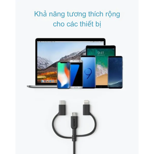 Anker A8436 - Cáp sạc Anker Powerline II 0.9M 3 in 1 (Lightning-Type C-Micro USB) - Hình ảnh 6