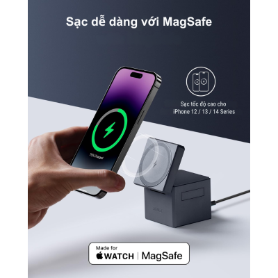 Anker Y1811 - Đế sạc không dây Anker 737 cube MagSafe 3 in 1 15W - <div class="css-146c3p1 r-bcqeeo r-1ttztb7 r-qvutc0 r-37j5jr r-a023e6 r-16dba41 r-1adg3ll r-1b5gpbm r-a8ghvy" dir="ltr"><span class="css-1jxf684 r-bcqeeo r-1ttztb7 r-qvutc0 r-poiln3">Đế sạc không dây Anker 737 Cube MagSafe 3 trong 1 (Y1811) hỗ trợ sạc nhanh 15W cho iPhone, Apple Watch và AirPods cùng lúc. Công nghệ MagSafe chính thức từ Apple, thiết kế gập gọn tiện lợi, đi kèm sạc 30W. Nhỏ gọn, sang trọng, lý tưởng cho gia đình, văn phòng hoặc du lịch.</span></div>