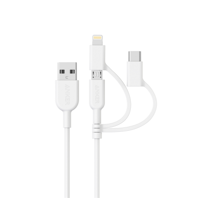 Anker A8436 - Cáp sạc Anker Powerline II 0.9M 3 in 1 (Lightning-Type C-Micro USB)