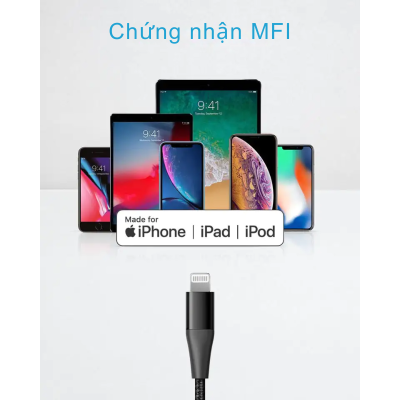 Anker A8652 - Cáp Type C to Lightning PowerLine+ II, dài 0,9m - <div class="css-146c3p1 r-bcqeeo r-1ttztb7 r-qvutc0 r-37j5jr r-a023e6 r-16dba41 r-1adg3ll r-1b5gpbm r-a8ghvy" dir="ltr"><span class="css-1jxf684 r-bcqeeo r-1ttztb7 r-qvutc0 r-poiln3">Cáp Anker A8652 PowerLine+ II Type C to Lightning (0,9m) mang đến trải nghiệm sạc nhanh vượt trội với công nghệ Power Delivery, đạt chuẩn MFi của Apple. Thiết kế vỏ nylon kép bền bỉ, chịu được hơn 30.000 lần uốn cong, đảm bảo độ bền cao. Sản phẩm hỗ trợ sạc và truyền dữ liệu ổn định, tương thích hoàn hảo với các thiết bị Apple như iPhone, iPad.</span></div>