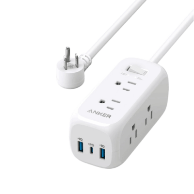 Anker A9169 - Ổ cắm du lịch Anker 322 2 USB A, 1 USB C 20W, 6 AC