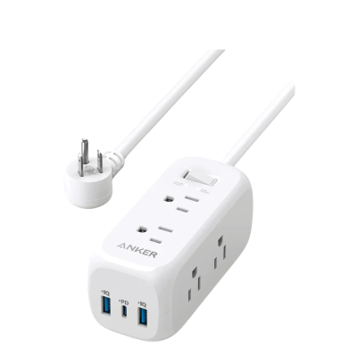 Anker A9169 - Ổ cắm du lịch Anker 322 2 USB A, 1 USB C 20W, 6 AC