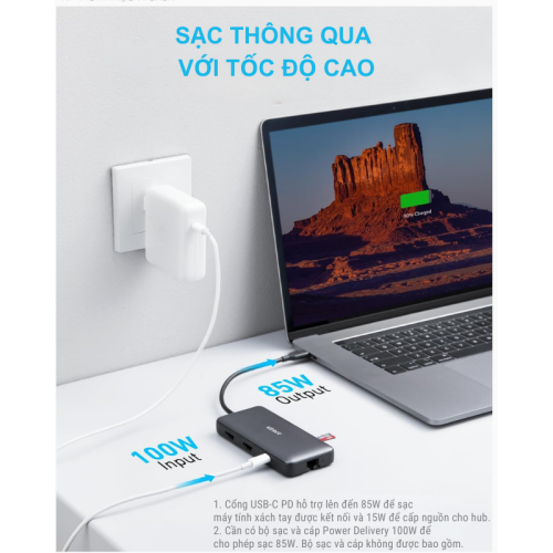 Anker A8380 - Bộ chia cổng mở rộng USB-C Anker 553 (8 in1) Ethernet, USB 3.0, SD Card, microSD, 2 cổng HDMI, PD 100W, 4K@60HZ - Hình ảnh 5