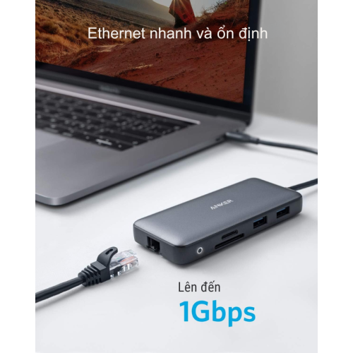 Anker A8380 - Bộ chia cổng mở rộng USB-C Anker 553 (8 in1) Ethernet, USB 3.0, SD Card, microSD, 2 cổng HDMI, PD 100W, 4K@60HZ - Hình ảnh 7