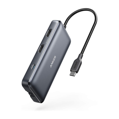 Anker A8380 - Bộ chia cổng mở rộng USB-C Anker 553 (8 in1) Ethernet, USB 3.0, SD Card, microSD, 2 cổng HDMI, PD 100W, 4K@60HZ