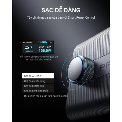 Bộ sạc nhanh Anker Prime A2345, công suất 250W, 6 cổng, công nghệ GaNPrime, PD3.1 với Type C 140W - <div class="css-146c3p1 r-bcqeeo r-1ttztb7 r-qvutc0 r-37j5jr r-a023e6 r-16dba41 r-1adg3ll r-1b5gpbm r-a8ghvy" dir="ltr"><span class="css-1jxf684 r-bcqeeo r-1ttztb7 r-qvutc0 r-poiln3">Bộ sạc nhanh Anker Prime A2345 cung cấp công suất 250W với 6 cổng (4 USB-C, 2 USB-A), hỗ trợ sạc nhanh PD 3.1 và công suất tối đa 140W qua cổng Type-C. Công nghệ GaNPrime kết hợp màn hình LCD 2.26 inch và nút xoay thông minh đảm bảo sạc hiệu quả, an toàn. Thiết kế nhỏ gọn, lý tưởng cho sạc nhiều thiết bị như laptop, điện thoại cùng lúc.</span></div>