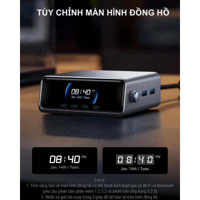 Bộ sạc nhanh Anker Prime A2345, công suất 250W, 6 cổng, công nghệ GaNPrime, PD3.1 với Type C 140W - <div class="css-146c3p1 r-bcqeeo r-1ttztb7 r-qvutc0 r-37j5jr r-a023e6 r-16dba41 r-1adg3ll r-1b5gpbm r-a8ghvy" dir="ltr"><span class="css-1jxf684 r-bcqeeo r-1ttztb7 r-qvutc0 r-poiln3">Bộ sạc nhanh Anker Prime A2345 cung cấp công suất 250W với 6 cổng (4 USB-C, 2 USB-A), hỗ trợ sạc nhanh PD 3.1 và công suất tối đa 140W qua cổng Type-C. Công nghệ GaNPrime kết hợp màn hình LCD 2.26 inch và nút xoay thông minh đảm bảo sạc hiệu quả, an toàn. Thiết kế nhỏ gọn, lý tưởng cho sạc nhiều thiết bị như laptop, điện thoại cùng lúc.</span></div>