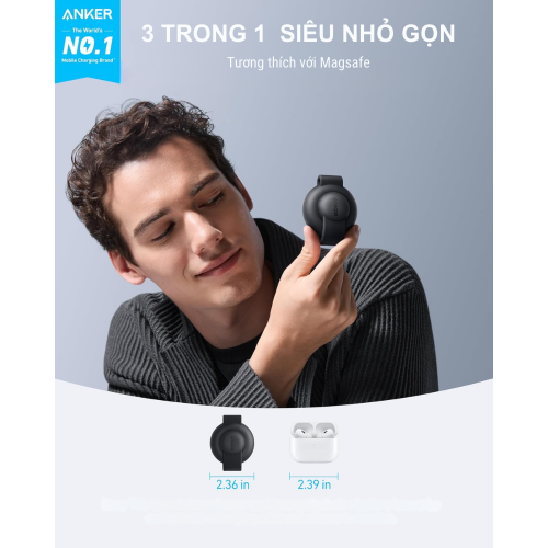 Đế sạc không dây Anker Maggo UFO B25M8 3 in 1 từ tính Qi2, công suất 15W, có thể gập lại, tiện lợi du lịch - Hình ảnh 2