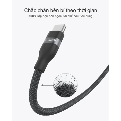 Cáp sạc nhanh Anker 240W Type C to C A82E2 bện dù chắc chắn, mẫu 2024, nhiều màu sắc - Cáp sạc nhanh Anker 240W Type C to C A82E2 2024 là lựa chọn hoàn hảo cho nhu cầu sạc siêu tốc và bền bỉ. Với thiết kế bện dù từ nylon tái chế, cáp hỗ trợ công suất lên đến 240W, sạc MacBook Pro 16" đến 50% trong 28 phút. Nhiều tùy chọn màu sắc thời thượng, độ dài 3ft hoặc 6ft, sản phẩm kết hợp hiệu suất cao và tính bền vững.