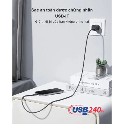 Cáp sạc nhanh Anker 240W Type C to C A82E2 bện dù chắc chắn, mẫu 2024, nhiều màu sắc - Cáp sạc nhanh Anker 240W Type C to C A82E2 2024 là lựa chọn hoàn hảo cho nhu cầu sạc siêu tốc và bền bỉ. Với thiết kế bện dù từ nylon tái chế, cáp hỗ trợ công suất lên đến 240W, sạc MacBook Pro 16" đến 50% trong 28 phút. Nhiều tùy chọn màu sắc thời thượng, độ dài 3ft hoặc 6ft, sản phẩm kết hợp hiệu suất cao và tính bền vững.