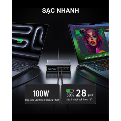 Trạm Sạc Anker Prime 6 Cổng 200w GaNPrime A2683 - <div class="css-146c3p1 r-bcqeeo r-1ttztb7 r-qvutc0 r-37j5jr r-a023e6 r-16dba41 r-1adg3ll r-1b5gpbm r-a8ghvy" dir="ltr"><span class="css-1jxf684 r-bcqeeo r-1ttztb7 r-qvutc0 r-poiln3">Trạm sạc Anker Prime A2683 200W GaNPrime tích hợp 6 cổng (4 USB-C, 2 USB-A), hỗ trợ sạc nhanh PD với công suất tối đa 100W mỗi cổng USB-C. Thiết kế nhỏ gọn, dây nguồn 1.5m, sạc cùng lúc 6 thiết bị như laptop, điện thoại. Công nghệ GaNPrime và ActiveShield™ 3.0 đảm bảo hiệu suất cao, an toàn vượt trội.</span></div>