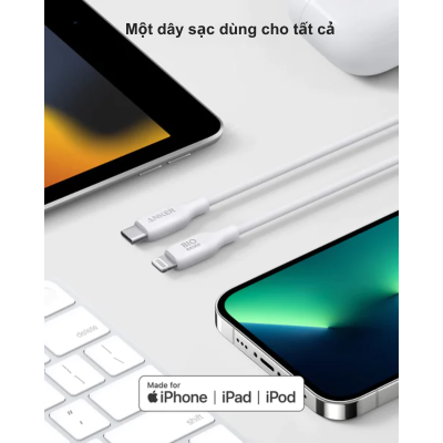 Anker A80A1 - Cáp Type C to Lightning 541 dài 0.9m (Bio-Based) - <div class="css-146c3p1 r-bcqeeo r-1ttztb7 r-qvutc0 r-37j5jr r-a023e6 r-16dba41 r-1adg3ll r-1b5gpbm r-a8ghvy" dir="ltr"><span class="css-1jxf684 r-bcqeeo r-1ttztb7 r-qvutc0 r-poiln3">Cáp Anker A80A1 Type C to Lightning 541 dài 0.9m (Bio-Based) là lựa chọn hoàn hảo cho người dùng Apple. Được làm từ vật liệu sinh học thân thiện môi trường, cáp hỗ trợ sạc nhanh Power Delivery lên đến 30W. Độ bền vượt trội với khả năng chịu uốn cong 20.000 lần, đảm bảo tuổi thọ lâu dài. Chứng nhận MFi từ Apple mang lại sự tương thích và an toàn tối ưu.</span></div>