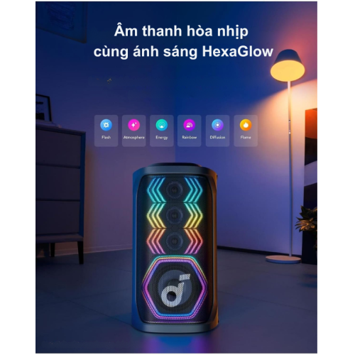 Loa Bluetooth karaoke party Soundcore Rave 3 công suất 160W kèm 2 mic không dây - A31A3 - Hình ảnh 3