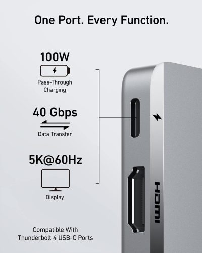 Hub chuyển đổi ANKER 547 USB-C 7-in-2 - A8354 - Hub Anker 547 USB-C 7-in-2 (A8354) mở rộng 2 cổng USB-C trên MacBook thành 7 cổng: USB-C đa năng 40 Gbps, USB-C dữ liệu, 2 USB-A, HDMI 4K@60Hz, khe SD/microSD. Thiết kế tối ưu cho MacBook Pro/Air, hỗ trợ sạc PD 100W, truyền dữ liệu siêu nhanh và xuất hình sắc nét.