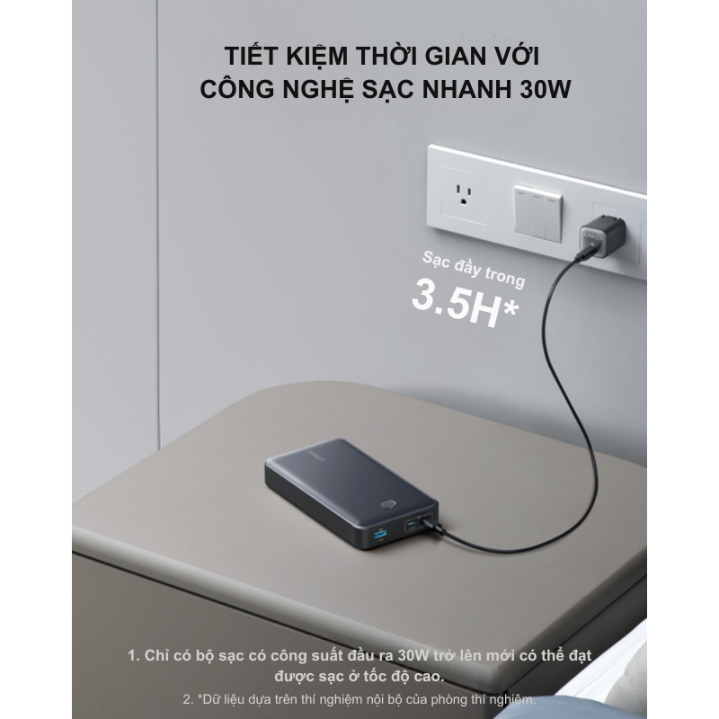 Anker A1379 - Pin sạc dự phòng Anker PowerCore 537 dung lượng 24000mah cho Laptop, điện thoại, tai nghe, sạc nhanh 65W - <div class="css-146c3p1 r-bcqeeo r-1ttztb7 r-qvutc0 r-37j5jr r-a023e6 r-16dba41 r-1adg3ll r-1b5gpbm r-a8ghvy" dir="ltr"><span class="css-1jxf684 r-bcqeeo r-1ttztb7 r-qvutc0 r-poiln3">Pin sạc dự phòng Anker A1379 – PowerCore 537 sở hữu dung lượng 24.000mAh, hỗ trợ sạc nhanh 65W qua USB-C, lý tưởng cho laptop, điện thoại và tai nghe. Với 2 cổng USB-C và 1 USB-A, sản phẩm cho phép sạc đồng thời nhiều thiết bị, tái sạc đầy trong 3,5 giờ bằng sạc 30W. Thiết kế nhỏ gọn, tích hợp bảo vệ thông minh, đây là lựa chọn hoàn hảo cho nhu cầu di động.</span></div>