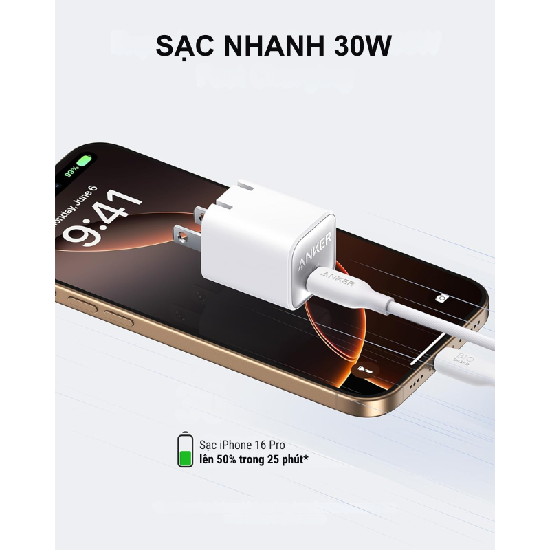 Anker A2147 - Củ sạc Anker 511 Nano 3 30W - <div class="css-146c3p1 r-bcqeeo r-1ttztb7 r-qvutc0 r-37j5jr r-a023e6 r-16dba41 r-1adg3ll r-1b5gpbm r-a8ghvy" dir="ltr"><span class="css-1jxf684 r-bcqeeo r-1ttztb7 r-qvutc0 r-poiln3">Anker A2147 – Củ sạc Anker 511 Nano 3 30W với thiết kế siêu nhỏ gọn, hỗ trợ sạc nhanh qua cổng USB-C, tương thích iPhone, Samsung, iPad. Công nghệ GaN II giúp hiệu suất cao, tản nhiệt tốt. Công suất tối đa 30W, tích hợp bảo vệ an toàn ActiveShield 2.0, lý tưởng cho người dùng di động.</span></div>