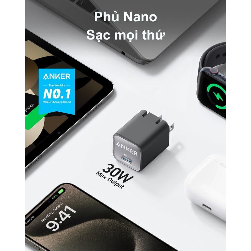 Anker A2147 - Củ sạc Anker 511 Nano 3 30W - <div class="css-146c3p1 r-bcqeeo r-1ttztb7 r-qvutc0 r-37j5jr r-a023e6 r-16dba41 r-1adg3ll r-1b5gpbm r-a8ghvy" dir="ltr"><span class="css-1jxf684 r-bcqeeo r-1ttztb7 r-qvutc0 r-poiln3">Anker A2147 – Củ sạc Anker 511 Nano 3 30W với thiết kế siêu nhỏ gọn, hỗ trợ sạc nhanh qua cổng USB-C, tương thích iPhone, Samsung, iPad. Công nghệ GaN II giúp hiệu suất cao, tản nhiệt tốt. Công suất tối đa 30W, tích hợp bảo vệ an toàn ActiveShield 2.0, lý tưởng cho người dùng di động.</span></div>