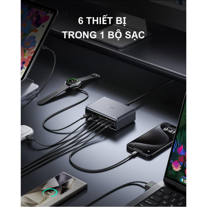 Trạm Sạc Anker Prime 6 Cổng 200w GaNPrime A2683 - <div class="css-146c3p1 r-bcqeeo r-1ttztb7 r-qvutc0 r-37j5jr r-a023e6 r-16dba41 r-1adg3ll r-1b5gpbm r-a8ghvy" dir="ltr"><span class="css-1jxf684 r-bcqeeo r-1ttztb7 r-qvutc0 r-poiln3">Trạm sạc Anker Prime A2683 200W GaNPrime tích hợp 6 cổng (4 USB-C, 2 USB-A), hỗ trợ sạc nhanh PD với công suất tối đa 100W mỗi cổng USB-C. Thiết kế nhỏ gọn, dây nguồn 1.5m, sạc cùng lúc 6 thiết bị như laptop, điện thoại. Công nghệ GaNPrime và ActiveShield™ 3.0 đảm bảo hiệu suất cao, an toàn vượt trội.</span></div>