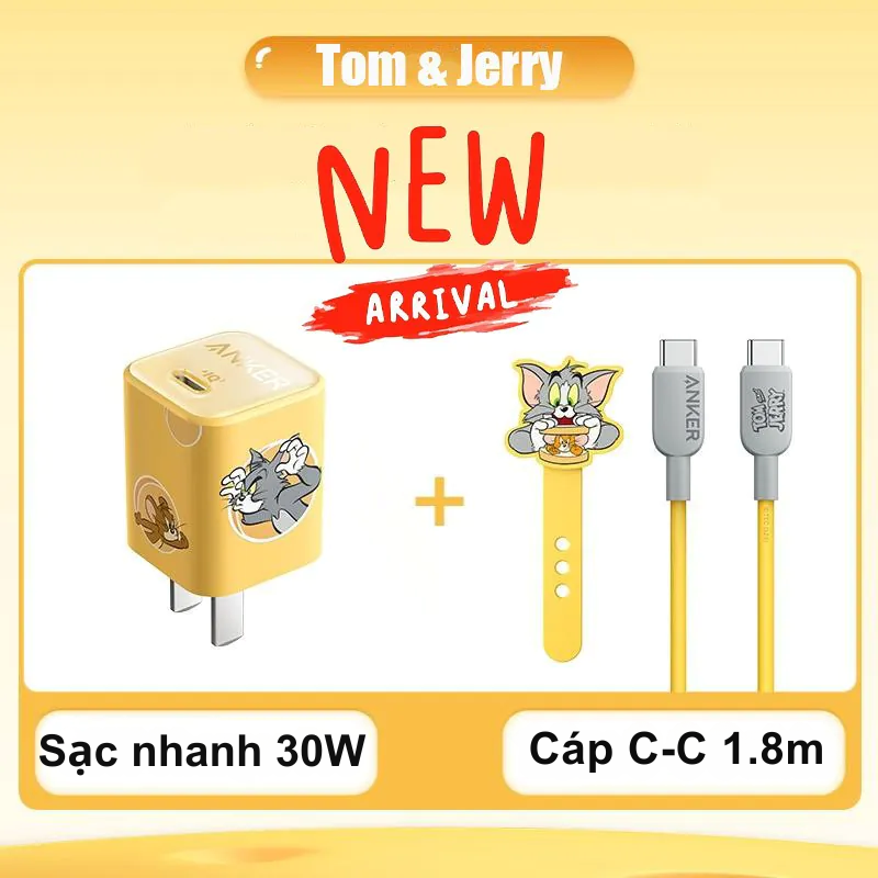 Anker A2147 - Củ sạc Anker 511 Nano 3 30W phiên bản Tom and Jerry - <div class="css-146c3p1 r-bcqeeo r-1ttztb7 r-qvutc0 r-37j5jr r-a023e6 r-16dba41 r-1adg3ll r-1b5gpbm r-a8ghvy" dir="ltr"><span class="css-1jxf684 r-bcqeeo r-1ttztb7 r-qvutc0 r-poiln3">Củ sạc Anker A2147 – Anker 511 Nano 3 30W phiên bản Tom and Jerry là sự kết hợp hoàn hảo giữa thiết kế nhỏ gọn và hiệu suất mạnh mẽ. Với công suất 30W, sản phẩm hỗ trợ sạc nhanh cho iPhone, iPad, và cả MacBook Air. Phiên bản đặc biệt Tom and Jerry mang đến phong cách vui nhộn, độc đáo. Công nghệ GaN giúp tối ưu kích thước, chỉ dày 1.12 inch, nhỏ hơn 70% so với sạc 30W thông thường.</span></div>