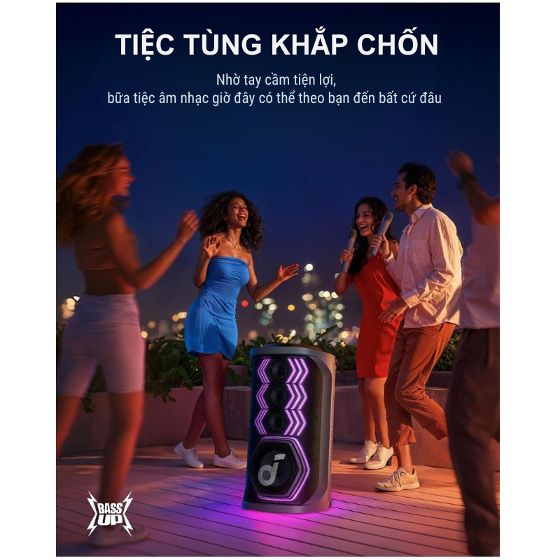 Loa Bluetooth karaoke party Soundcore Rave 3 công suất 160W kèm 2 mic không dây - A31A3 - <div class="css-146c3p1 r-bcqeeo r-1ttztb7 r-qvutc0 r-37j5jr r-a023e6 r-16dba41 r-1adg3ll r-1b5gpbm r-a8ghvy" dir="ltr"><span class="css-1jxf684 r-bcqeeo r-1ttztb7 r-qvutc0 r-poiln3">Loa Bluetooth Soundcore Rave 3 (A31A3) công suất 160W, đi kèm 2 micro không dây, tích hợp AI loại bỏ giọng hát cho karaoke tức thì. Âm thanh không gian, đèn HexaGlow đồng bộ nhạc, pin 12 giờ, chống nước IPX4. Tùy chỉnh EQ qua ứng dụng Soundcore, lý tưởng cho tiệc tùng và giải trí tại gia.</span></div>