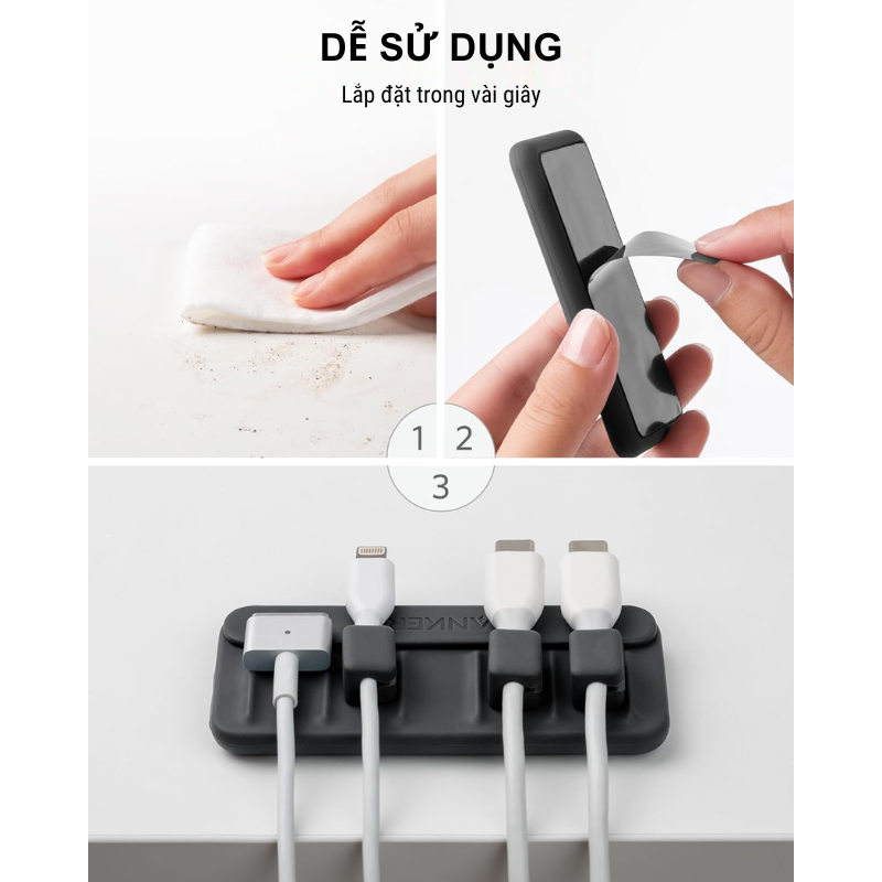 Anker A8891 - Bộ làm gọn cáp sạc để bàn Anker (Magnetic Cable Holder) - <div class="css-146c3p1 r-bcqeeo r-1ttztb7 r-qvutc0 r-37j5jr r-a023e6 r-16dba41 r-1adg3ll r-1b5gpbm r-a8ghvy" dir="ltr"><span class="css-1jxf684 r-bcqeeo r-1ttztb7 r-qvutc0 r-poiln3">Bộ làm gọn cáp sạc Anker A8891 (Magnetic Cable Holder) giúp sắp xếp dây cáp gọn gàng với nam châm tích hợp và 5 kẹp từ tính. Dính chắc trên mọi bề mặt mịn, dễ tháo lắp và tái sử dụng. Kích thước nhỏ gọn 88.4 x 40.9 x 10 mm, trọng lượng 132g, phù hợp cho cáp Lightning, USB-C dưới 3.5mm.</span></div>