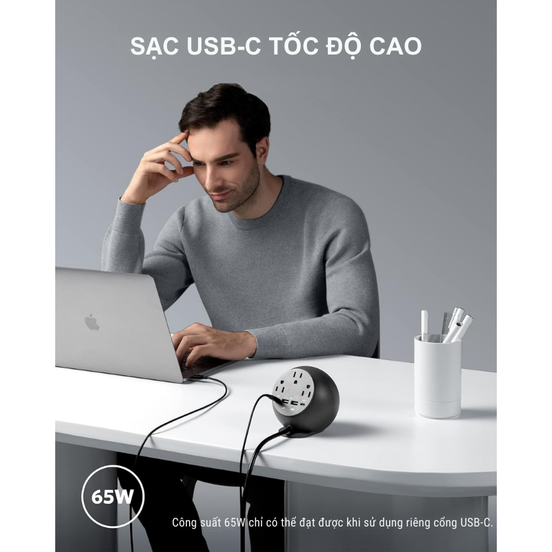 Anker A9137 - Đế sạc không dây kiêm ổ cắm Anker 637 65W - <div class="css-146c3p1 r-bcqeeo r-1ttztb7 r-qvutc0 r-37j5jr r-a023e6 r-16dba41 r-1adg3ll r-1b5gpbm r-a8ghvy" dir="ltr"><span class="css-1jxf684 r-bcqeeo r-1ttztb7 r-qvutc0 r-poiln3">Đế sạc không dây kiêm ổ cắm Anker 637 65W (A9137) tích hợp sạc từ tính MagSafe 7.5W, 3 ổ cắm AC, 2 cổng USB-C, 2 cổng USB-A, tổng công suất 65W. Thiết kế nhỏ gọn, chống cháy, sạc nhanh qua USB-C 20W. Lý tưởng cho bàn làm việc ngăn nắp, hỗ trợ iPhone 12/13/14 và nhiều thiết bị khác.</span></div>