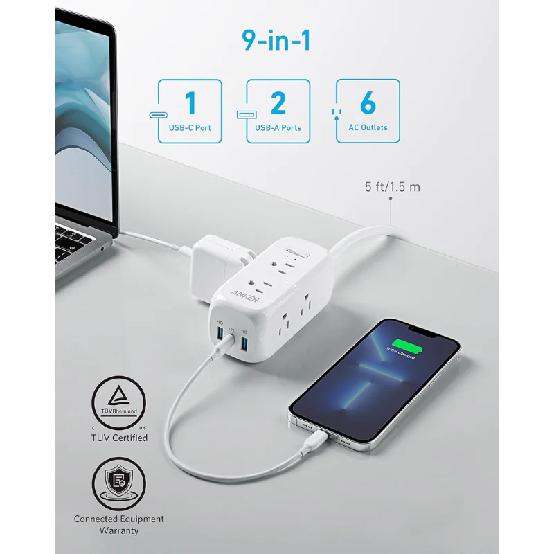 Anker A9169 - Ổ cắm du lịch Anker 322 2 USB A, 1 USB C 20W, 6 AC - <div class="css-146c3p1 r-bcqeeo r-1ttztb7 r-qvutc0 r-37j5jr r-a023e6 r-16dba41 r-1adg3ll r-1b5gpbm r-a8ghvy" dir="ltr"><span class="css-1jxf684 r-bcqeeo r-1ttztb7 r-qvutc0 r-poiln3">Ổ cắm du lịch Anker 322 (A9169) với 6 ổ cắm AC, 1 USB-C 20W Power Delivery và 2 USB-A, hỗ trợ sạc nhanh và tiện lợi. Thiết kế nhỏ gọn, tích hợp bảo vệ quá tải, quá nhiệt. Công suất tổng 1875W, lý tưởng cho du lịch, công tác hay sử dụng tại nhà.</span></div>