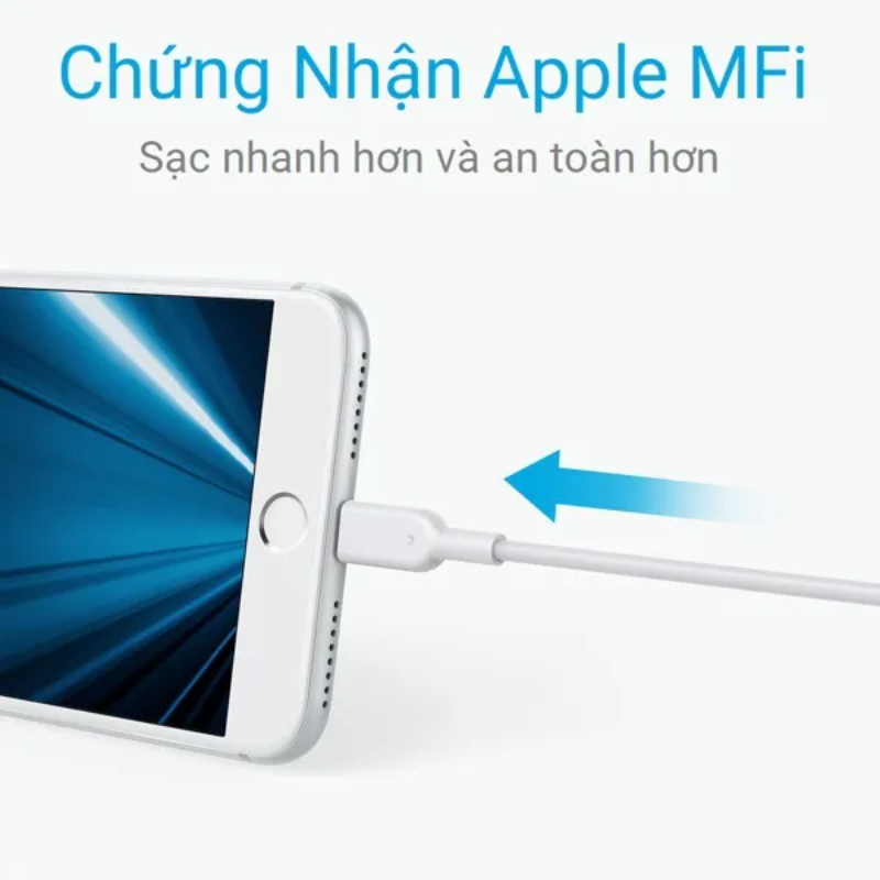 Anker A8433 – Cáp Lightning ANKER PowerLine II dài 1.8m - Cáp Lightning Anker A8433 PowerLine II (1.8m) là lựa chọn hoàn hảo cho người dùng Apple với độ bền vượt trội, chịu được hơn 12.000 lần uốn cong. Được chứng nhận MFi bởi Apple, cáp đảm bảo sạc nhanh và an toàn cho iPhone, iPad, iPod. Thiết kế chắc chắn, hỗ trợ tải trọng trên 80kg, cùng bảo hành trọn đời từ Anker.