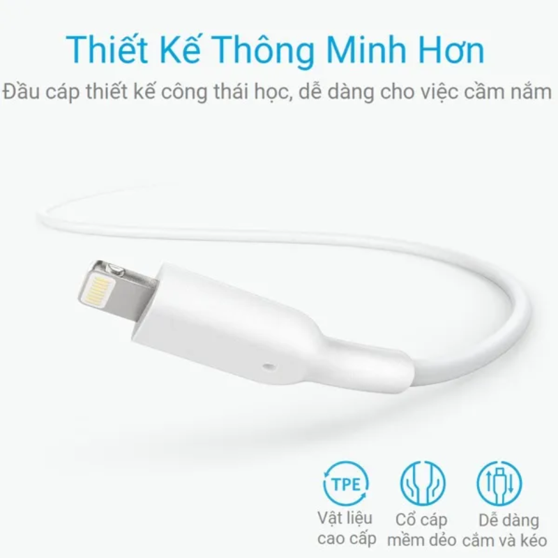 Anker A8433 – Cáp Lightning ANKER PowerLine II dài 1.8m - Cáp Lightning Anker A8433 PowerLine II (1.8m) là lựa chọn hoàn hảo cho người dùng Apple với độ bền vượt trội, chịu được hơn 12.000 lần uốn cong. Được chứng nhận MFi bởi Apple, cáp đảm bảo sạc nhanh và an toàn cho iPhone, iPad, iPod. Thiết kế chắc chắn, hỗ trợ tải trọng trên 80kg, cùng bảo hành trọn đời từ Anker.
