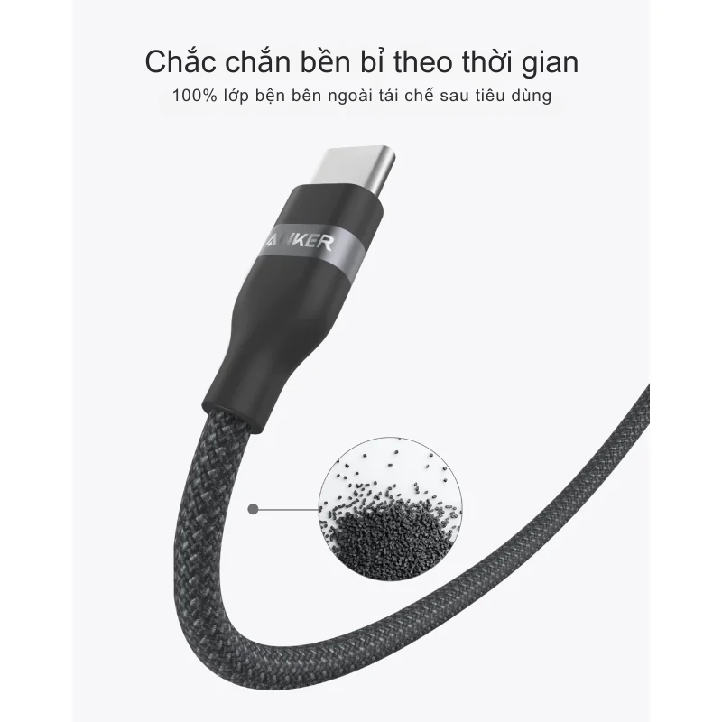 Cáp sạc nhanh Anker 240W Type C to C A82E2 bện dù chắc chắn, mẫu 2024, nhiều màu sắc - Cáp sạc nhanh Anker 240W Type C to C A82E2 2024 là lựa chọn hoàn hảo cho nhu cầu sạc siêu tốc và bền bỉ. Với thiết kế bện dù từ nylon tái chế, cáp hỗ trợ công suất lên đến 240W, sạc MacBook Pro 16" đến 50% trong 28 phút. Nhiều tùy chọn màu sắc thời thượng, độ dài 3ft hoặc 6ft, sản phẩm kết hợp hiệu suất cao và tính bền vững.