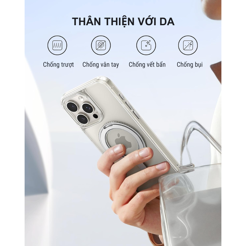 Ốp lưng Anker Magnetic dành cho iPhone 16 Pro và iPhone 16 Pro Max - A90H1 - <div class="css-146c3p1 r-bcqeeo r-1ttztb7 r-qvutc0 r-37j5jr r-a023e6 r-16dba41 r-1adg3ll r-1b5gpbm r-a8ghvy" dir="ltr"><span class="css-1jxf684 r-bcqeeo r-1ttztb7 r-qvutc0 r-poiln3">Ốp lưng Anker Magnetic A90H1 dành cho iPhone 16 Pro và iPhone 16 Pro Max mang đến sự kết hợp hoàn hảo giữa bảo vệ và tiện ích. Với thiết kế vòng xoay 360° tích hợp, sản phẩm vừa là giá đỡ chắc chắn, vừa hỗ trợ MagSafe tối ưu. Được chế tạo từ vật liệu cao cấp, chống trượt và chống bám vân tay, ốp lưng này đảm bảo phong cách và độ bền vượt trội.</span></div>