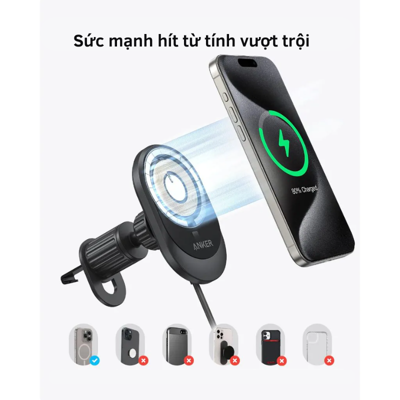Anker B2932 - Bộ sạc nhanh ô tô không dây Anker MagGo, công nghệ Qi2 15W, điều chỉnh 360%, phiên bản 2024 - Bộ sạc nhanh ô tô không dây<a href="https://taynamtech.vn/anker-b2932-bo-sac-nhanh-o-to-khong-day-anker-maggo-cong-nghe-qi2-15w-dieu-chinh-360-phien-ban-2024"> Anker B2932</a> 2024 tích hợp công nghệ Qi2, cung cấp công suất 15W vượt trội. Thiết kế điều chỉnh 360° linh hoạt cùng đế từ tính mạnh mẽ đảm bảo giữ chắc điện thoại trên mọi địa hình. Sản phẩm đi kèm cáp USB-C 5 ft và bộ chuyển đổi 25W tiện lợi.