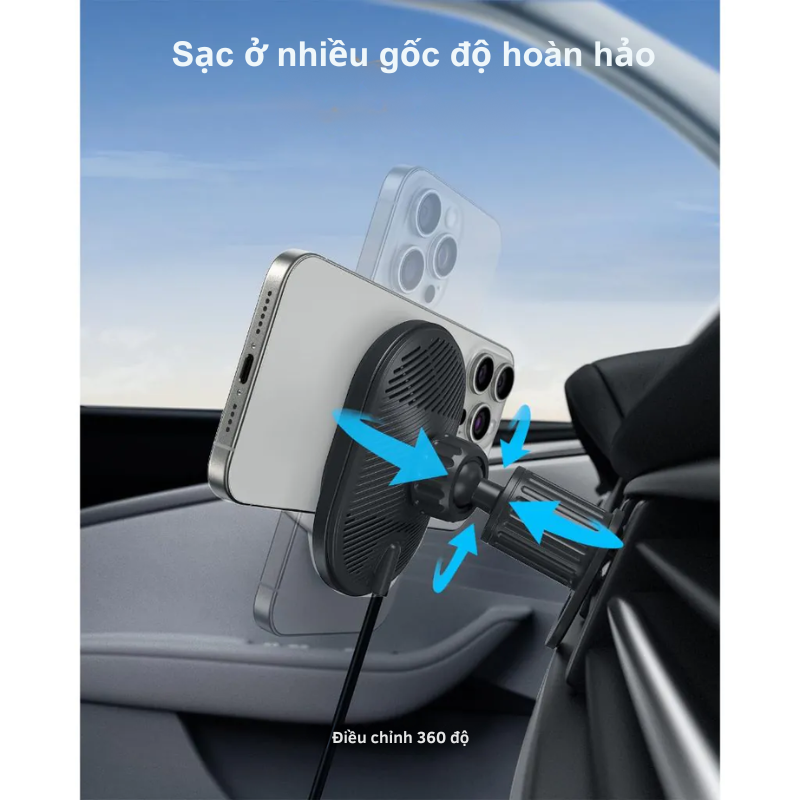 Anker B2932 - Bộ sạc nhanh ô tô không dây Anker MagGo, công nghệ Qi2 15W, điều chỉnh 360%, phiên bản 2024 - Bộ sạc nhanh ô tô không dây<a href="https://taynamtech.vn/anker-b2932-bo-sac-nhanh-o-to-khong-day-anker-maggo-cong-nghe-qi2-15w-dieu-chinh-360-phien-ban-2024"> Anker B2932</a> 2024 tích hợp công nghệ Qi2, cung cấp công suất 15W vượt trội. Thiết kế điều chỉnh 360° linh hoạt cùng đế từ tính mạnh mẽ đảm bảo giữ chắc điện thoại trên mọi địa hình. Sản phẩm đi kèm cáp USB-C 5 ft và bộ chuyển đổi 25W tiện lợi.