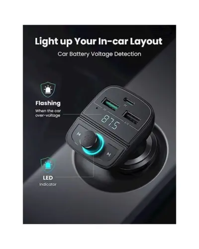 Bộ sạc xe hơi Ugreen CD229 80910 - <ul> <li>Model: Ugreen CD229 80910</li> <li>Điện áp đầu vào: DC12V-24V</li> <li>Điện áp đầu ra: <ul> <li>USB-A QC3.0: 5V/3A, 9V/2A, 12V/1.5A</li> <li>USB-A: 5V/2.4A</li> <li>USB-C PD3.0: 5V/3A, 9V/2A, 12V/1.5A</li> </ul> </li> <li>Khe cắm thẻ nhớ: Hỗ trợ thẻ nhớ TF lên đến 32GB</li> <li>Bluetooth: Bluetooth 5.0</li> <li>Màn hình hiển thị: LCD</li> <li>Chất liệu: Nhựa ABS</li> </ul>
