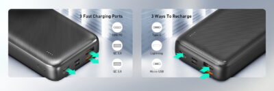Aukey PB-N74S Pin dự phòng 20.000 mAh - <ul> <li>Model: PB-N74S</li> <li>Màu sắc: Đen</li> <li>Dung lượng: 20000mAh</li> <li>Công nghệ: Power Delivery 3.0, QuickCharge 3.0</li> <li>Đèn LED hiển thị dung lượng pin</li> <li>Lightning input: 5V/2A, 9V/2A</li> <li>Micro-USB input: 5V/2A, 9V/2A</li> <li>USB-C Input: (Power Delivery 3.0) 5V/3A, 9V/2A</li> <li>USB-C Output: (Power Delivery 3.0) 5V/3A, 9V/2A, 12V/1.5A</li> <li>USB Output 1/2: (Quick Charge 3.0) 5V/2.4A, 9V/2A, 12V/1.5A</li> <li>Tổng công suất nguồn ra: 22.5W</li> <li>Kích thước: 14.7 x 6.87 x 2.64 cm</li> <li>Trọng lượng: 386g</li> <li>Bảo hành chính hãng 18 tháng</li> <li>Bộ sản phẩm gồm: AUKEY PB-N74S, cáp sạc USB-A to USB-C, hướng dẫn sử dụng</li> </ul>