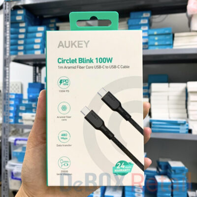 Aukey CB-KCC101 cáp sạc C to C PD 100W dài 1m Bọc nylon lõi Kevlar - <ul> <li>Model: Aukey CB-KCC101</li> <li>Cáp C-C dùng sạc nhanh cho tất cả các sản phẩm Android/Apple và các thiết bị khác</li> <li>Hỗ trợ sạc nhanh PD lên đến 100w</li> <li>Tốc độ truyền tải dữ liệu 40MB/S (USB 2.0)</li> <li>Lõi sợi Kevlar (dùng trong sản xuất áo chống đạn, cực kỳ bền bỉ)</li> <li>Vỏ bọc cáp bởi aluminum và nylon bên ngoài giúp cáp chắc chắn và độ bền cao</li> <li>Kích thước: dài 1m, trọng lượng 22g</li> </ul>