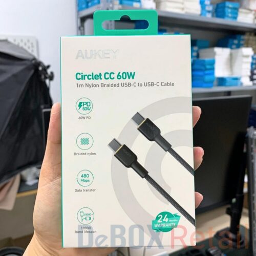Aukey CB-NCC1 Cáp sạc C to C Hỗ trợ sạc nhanh PD 60W, Bọc nylon siêu bền Dài 1m - Hình ảnh 9