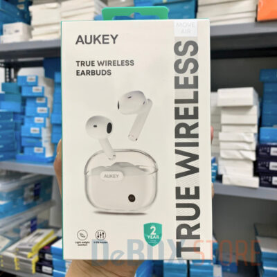 AUKEY EP-M2 Tai Nghe Bluetooth 5.3, Thiết kế Trong suốt, Kháng nước IPX4, 3 Chế độ EQ, Nghe 20 Giờ - <ul> <li>Model: Aukey EP-M2</li> <li>Kết nối: Bluetooth 5.3</li> <li>Kích thước trình điều khiển: 1 x 13 mm / 0,3"</li> <li>Độ nhạy của loa: 105dB ± 3dB</li> <li>Dải tần: 20 Hz - 20 kHz</li> <li>Trở kháng: 32Ω±15%</li> <li>Loại micrô: Micrô MEMS</li> <li>Thời gian sạc lên tới: 1,5 giờ.</li> <li>Thời lượng: tối đa 20 giờ (có hộp đựng)</li> </ul>