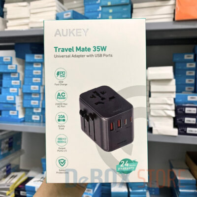 AUKEY PA-TA07A Bộ sạc đa năng nhiều cổng, Sạc nhanh PD 35W hỗ trợ nhiều loại chân cắm toàn cầu - <ul> <li>Model: PA-TA07</li> <li>Định mức: 100-250VAC, Tối đa 10A, 2500W</li> <li>Đầu ra cổng đơn tối đa: USB-A (1) / A (2) / C (3) / C (4) Đầu ra: 5V 2.4A (Tối đa 12W) USB-C (5) Đầu ra: 5V 3A / 9V 3A / 15V 2.33A / 20V 1.75A (Tối đa 35W)</li> <li>Đầu ra đa cổng: USB-A (1)+A (2)+C (3)+C (4) Đầu ra: 5V 3A (Tối đa 15W), Tối đa 2.4A trên mỗi cổng USB-C (5) Đầu ra: 5V 2.4A / 9V 2.22A / 12V 1.67A (Tối đa 20W)</li> <li>Tổng đầu ra DC: 35W</li> <li>Kích thước: 69 × 53 × 53mm</li> <li>Trọng lượng: 147g</li> </ul>