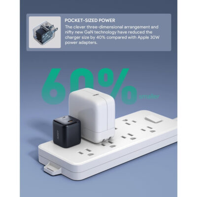 Aukey PA-B1L - Củ sạc nhanh AUKEY 30W Omnia™ II Gan USB C PD 3.0 PPS cho iP 15 14 13 12 11 Series - <ul> <li><strong>Model: </strong>Aukey PA-B1L</li> <li><strong>Công suất đầu ra</strong>: 5V/3A; 9V/3A; 12V/2.5A;15V/2A; 20V/1.5A</li> <li><strong>Công nghệ sạc</strong>: PD 3.0; PPS</li> <li><strong>Cổng kết nối</strong>: 1 x USB-C</li> </ul>