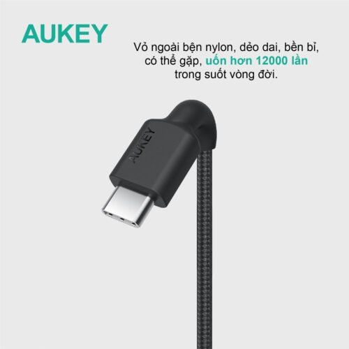 Aukey CB-CL5, Cáp Sạc Nhanh Aukey C to lightning cho iphone 11/12/13/14 series dài 1,2m Chất liệu Nylon, Hỗ trợ sạc PD 27W - Hình ảnh 5