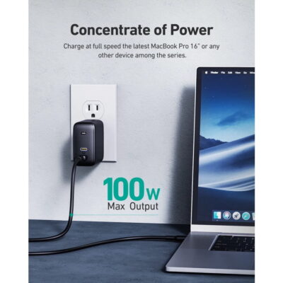 Aukey PA-B6 Củ sạc nhanh Omina 100W 2 cổng công nghệ GaN - <strong>Thông số kỹ thuật</strong> <ul> <li>Model: PA-B6</li> <li>Màu sắc: Đen</li> <li>Công nghệ: Power Delivery 3.0, GaN Power Technology, Dynamic Detect</li> <li>Đầu vào: AC 100–240V 50/60Hz 2.5A</li> <li>Đầu ra USB-C 1/2: (100W Power Delivery) DC 5V 3A, 9V 3A, 12V 3A , 15V 3A, 20V 5A</li> <li>Công suất tối đa: 100W</li> <li>Kích thước: 64 x 62 x 33mm</li> <li>Trọng lượng: 188g</li> </ul> Trong hộp sản phẩm bao gồm: <ul> <li>1 x sản phẩm củ sạc PA-B6</li> <li>1 x sách hướng dẫn</li> </ul>