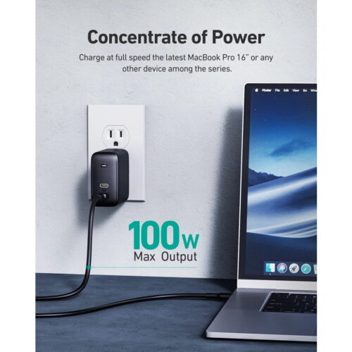 Aukey PA-B6 Củ sạc nhanh Omina 100W 2 cổng công nghệ GaN - Hình ảnh 3