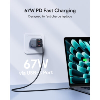 Aukey PA-B6U - Củ sạc nhanh Aukey Omnia II Mix 67W GaN III 3 cổng 2C1A | Công nghệ PD 3.0, PPS 45W, UFCS - <ul> <li class="irIKAp">Model: Aukey PA-B6U</li> <li class="irIKAp">Công nghệ: Apple 2.4A, QC3.0, PD3.0, PD2.0, PPS, UFCS</li> <li class="irIKAp">Đầu vào: 100-240V~1.5A 50/60Hz</li> <li class="irIKAp">Đầu ra USB-C 1/2: 5V/3A, 9V/3A, 12V/3A, 15V/3A, 20V/3.33A (67W), 3.3-11V/5A (PPS)</li> <li class="irIKAp">Đầu ra USB-3(A): 5V/3A, 9V/2A, 12V/2.5A, 20V/1.5A (Tối đa 30W)</li> <li class="irIKAp">Đầu ra USB-C1 + USB-C2: 45W+20W / 35W+30W / 20W+45W / 3.3-11V 3A (PPS)</li> <li class="irIKAp">Đầu ra USB-C1 + USB-A: 45W + 18W</li> <li class="irIKAp">Đầu ra USB-C2 + USB-A: 5V/3A</li> <li class="irIKAp">Đầu ra USB-C1 + USB-C2 + USB-A: 45W+15W (Tối đa 60W)</li> <li class="irIKAp">Công suất đầu ra tối đa: 67W</li> <li class="irIKAp">Kích thước: 6,9 x 0,3,4 x 4cm</li> <li class="irIKAp">Trọng lượng: 120g</li> </ul>